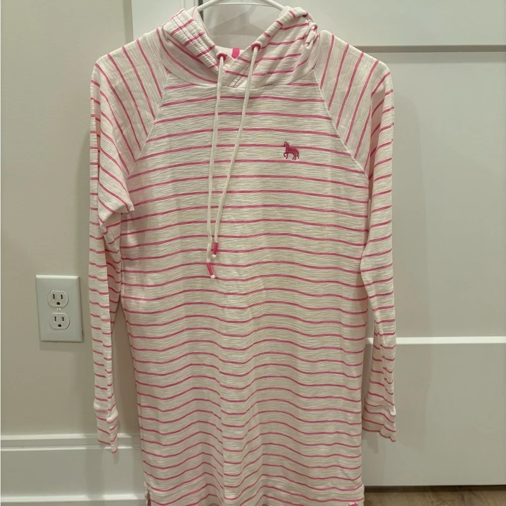 Southern Tide Pink and White Striped Hoodie Top - Picture 1 of 5